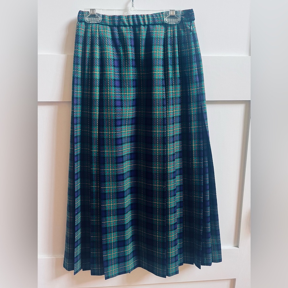 Pendleton Blue and Green Midi A-Line Skirt